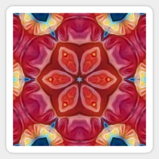 detailed scarlet and red  hexagonal intricate kaleidoscope floral fantasy design Sticker